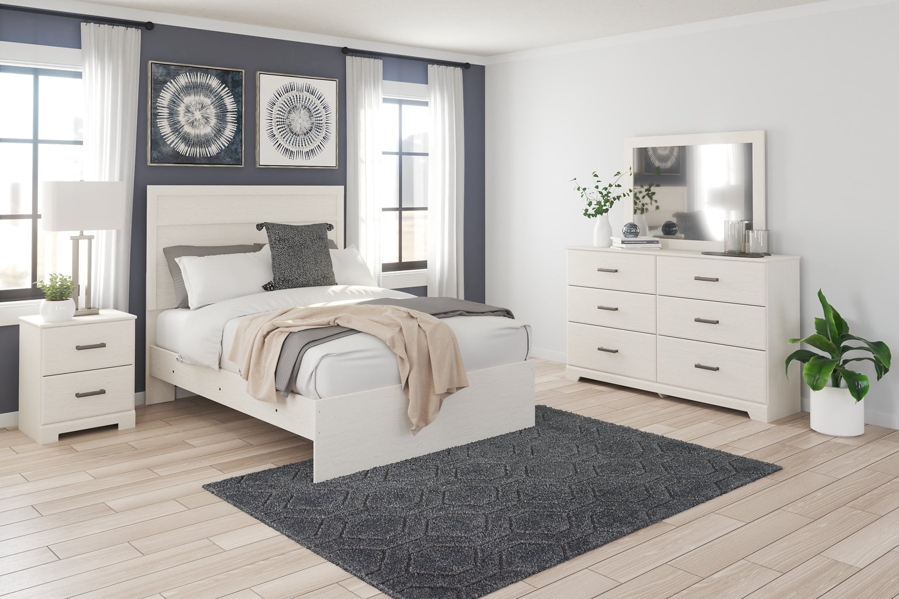 Stelsie Full Panel Bed with Mirrored Dresser and Nightstand Signature Design by Ashley®