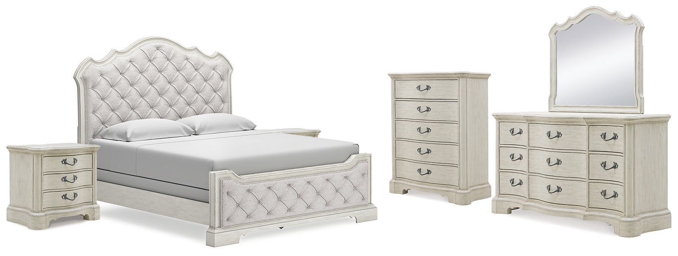 Arlendyne King Upholstered Bed with Mirrored Dresser, Chest and 2 Nightstands Signature Design by Ashley®