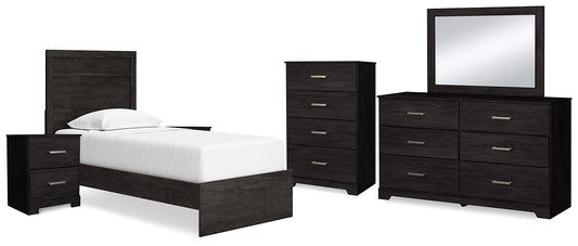 Belachime Twin Panel Bed with Mirrored Dresser, Chest and 2 Nightstands Signature Design by Ashley®