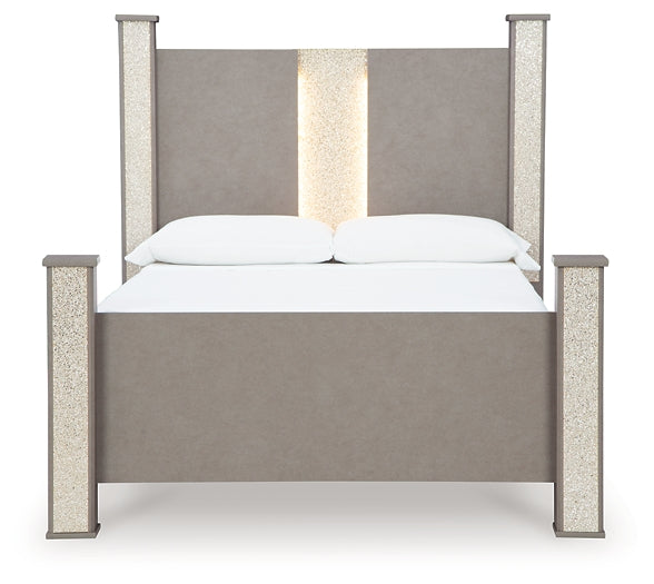 Surancha Queen Poster Bed with Mirrored Dresser Signature Design by Ashley®