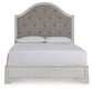 Brollyn Queen Upholstered Panel Bed with Mirrored Dresser Signature Design by Ashley®
