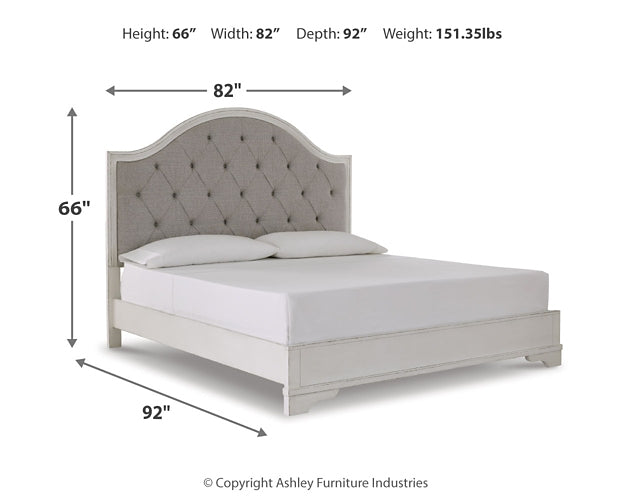 Brollyn California King Upholstered Panel Bed with Mirrored Dresser Signature Design by Ashley®
