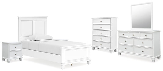 Fortman Twin Panel Bed with Mirrored Dresser, Chest and 2 Nightstands Signature Design by Ashley®
