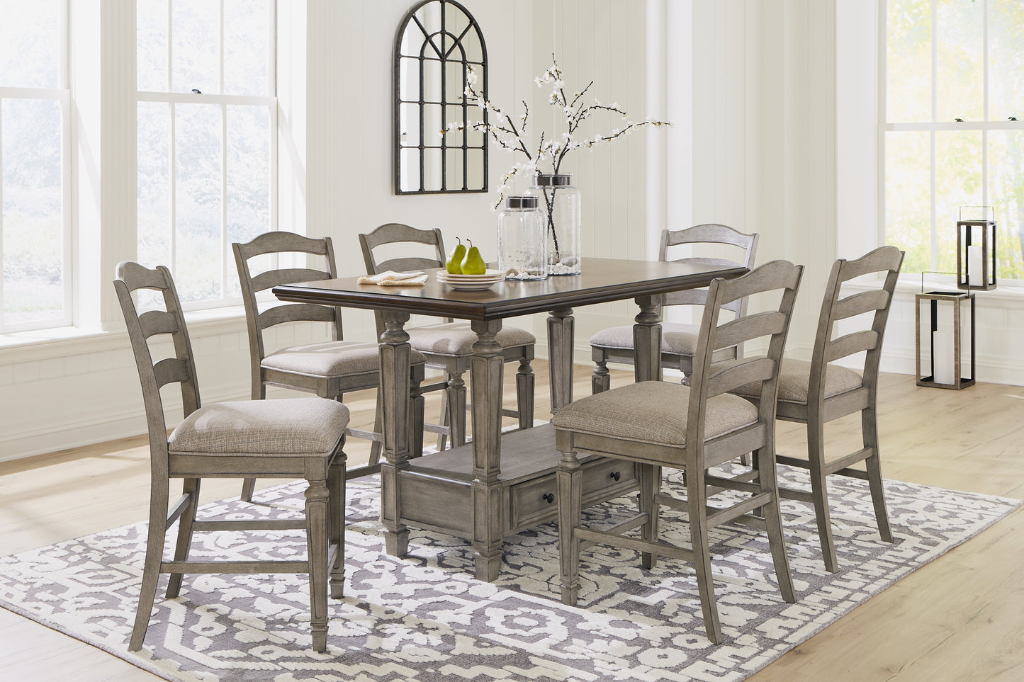 Lodenbay Counter Height Dining Table and 6 Barstools Signature Design by Ashley®