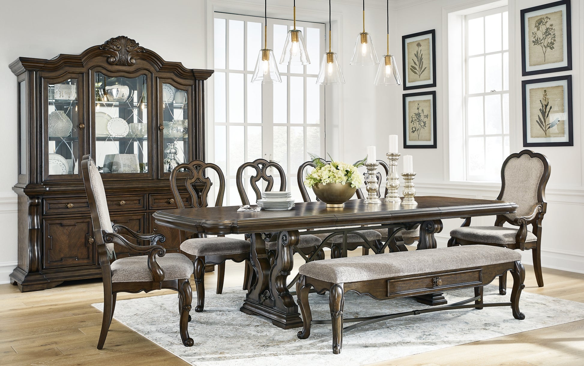Maylee Dining Table and 6 Chairs and Bench Signature Design by Ashley®