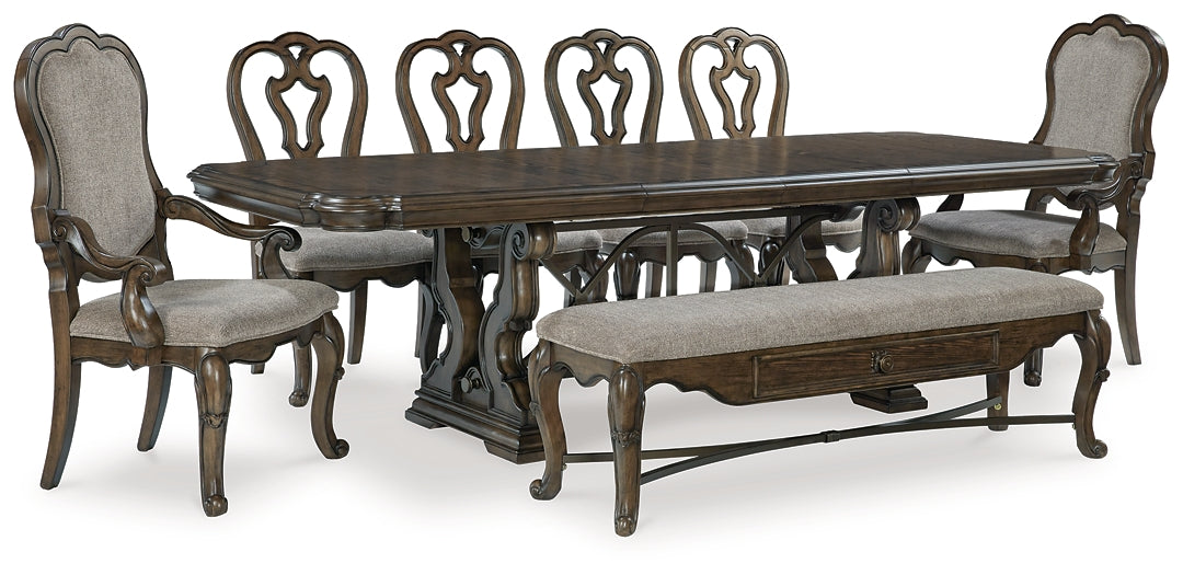 Maylee Dining Table and 6 Chairs and Bench Signature Design by Ashley®
