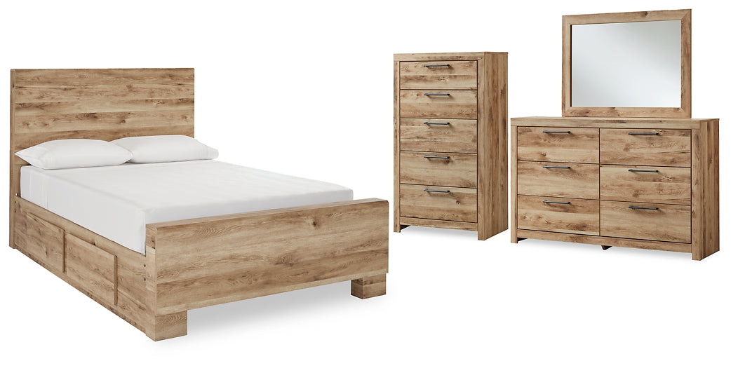 Hyanna Full Panel Bed with Storage with Mirrored Dresser and Chest Signature Design by Ashley®