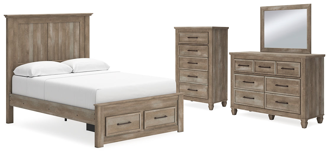 Yarbeck Queen Panel Bed with Storage with Mirrored Dresser and Chest Signature Design by Ashley®