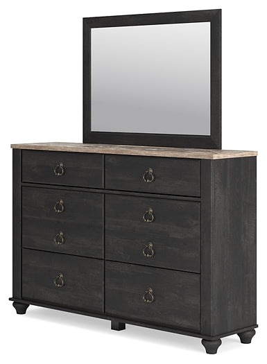 Nanforth King/California King Panel Headboard with Mirrored Dresser, Chest and Nightstand Signature Design by Ashley®