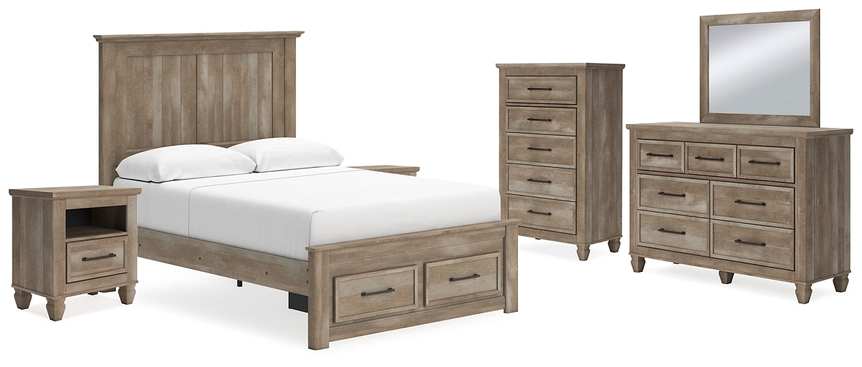 Yarbeck Queen Panel Bed with Storage with Mirrored Dresser, Chest and 2 Nightstands Signature Design by Ashley®