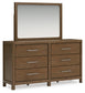 Cabalynn California King Upholstered Bed with Mirrored Dresser and 2 Nightstands