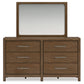 Cabalynn King Upholstered Bed with Mirrored Dresser