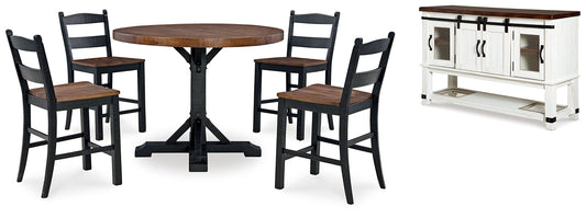 Valebeck Counter Height Dining Table and 4 Barstools with Storage Signature Design by Ashley®