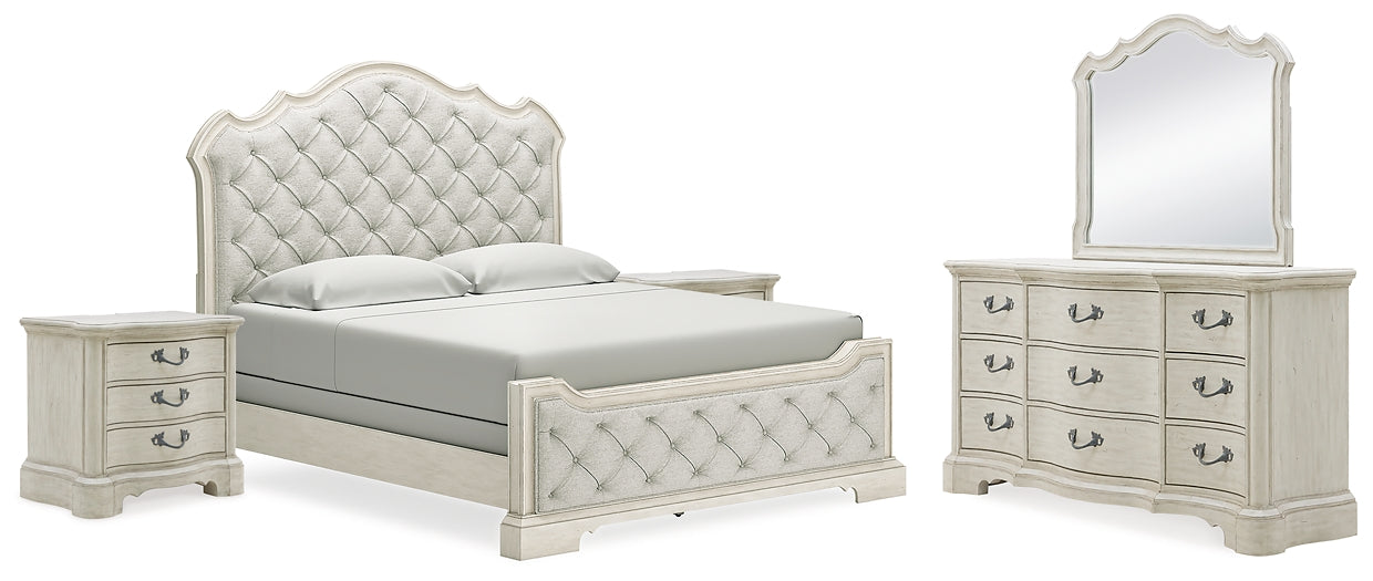 Arlendyne King Upholstered Bed with Mirrored Dresser and 2 Nightstands Signature Design by Ashley®