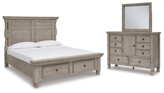 Harrastone King Panel Bed with Mirrored Dresser Millennium® by Ashley