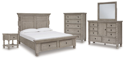 Harrastone Queen Panel Bed with Mirrored Dresser, Chest and Nightstand Millennium® by Ashley