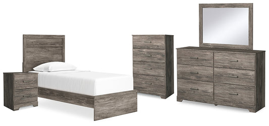 Ralinksi Twin Panel Bed with Mirrored Dresser, Chest and Nightstand Signature Design by Ashley®